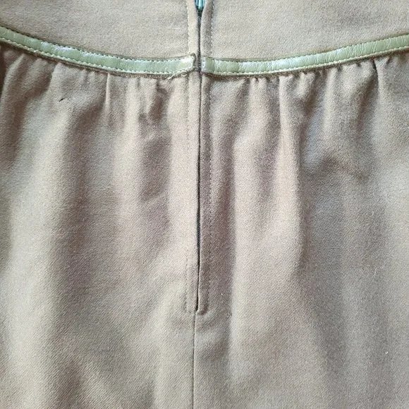 Vintage French Wool Skirt Olive Red Pencil, sz 2 - Picture 12 of 14